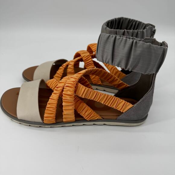 Sorel Ella‎ II Ankle Strap Sandals Gray Orange 9 Womens - Picture 4 of 7